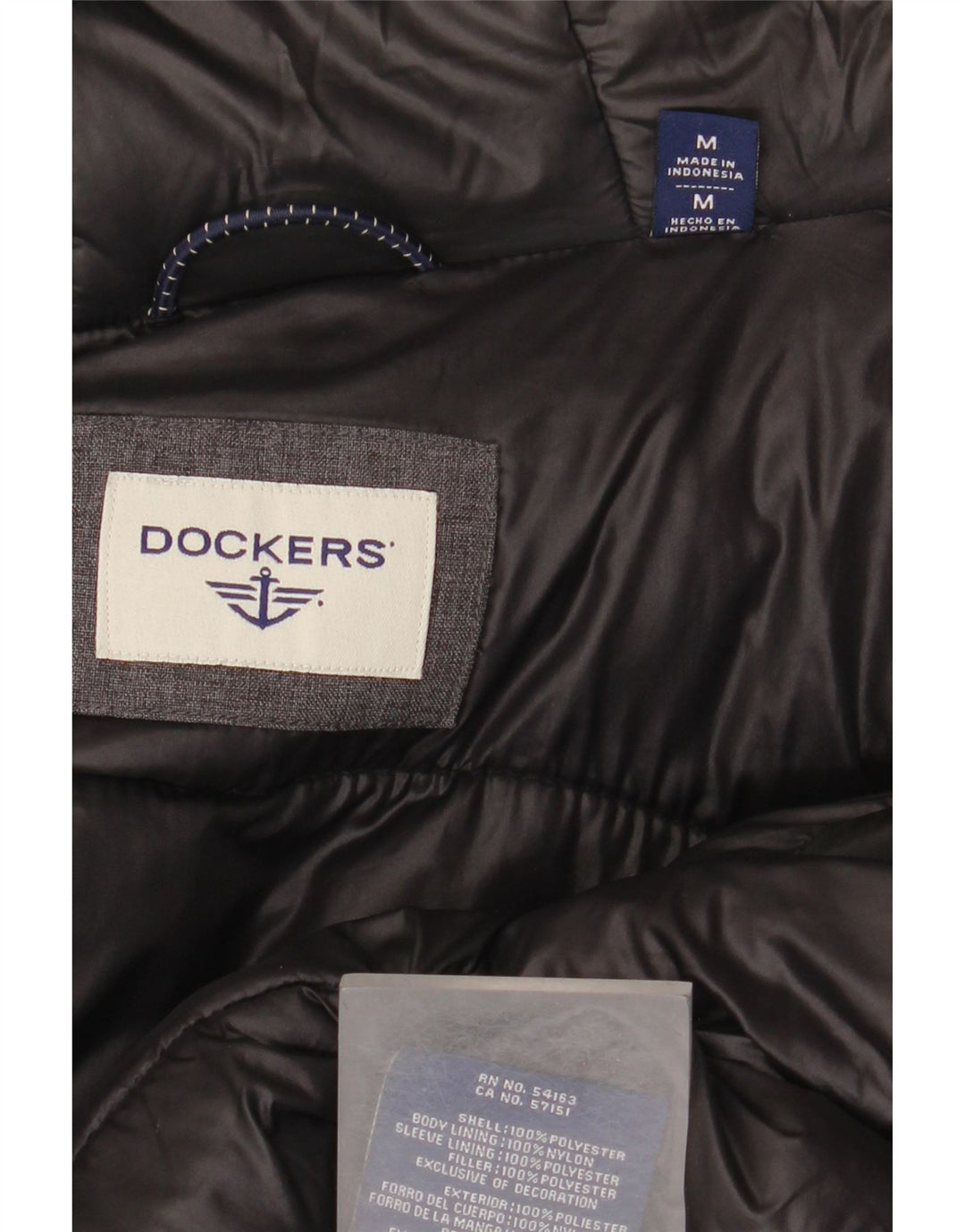 Dockers Mens Hooded Padded Coat UK 38 Medium Grey Polyester