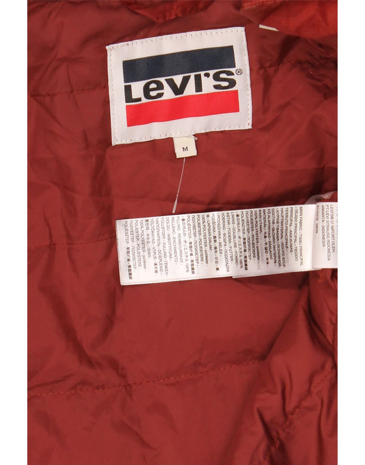 Levi's Womens Hooded Padded Jacket UK 14 Medium Orange Polyester Winter