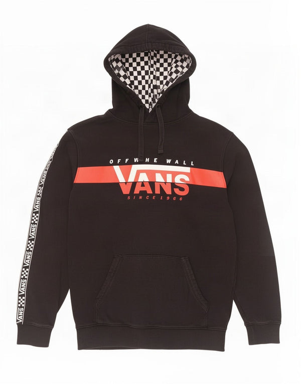 Vans Mens Graphic Hoodie Jumper Small Black Colourblock Cotton