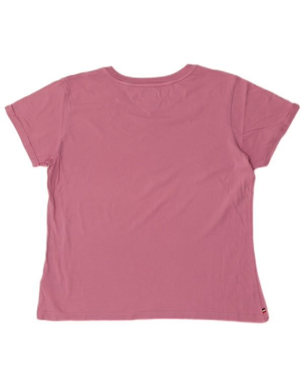 Tommy Hilfiger Womens T-Shirt Top UK 14 Large Pink Cotton