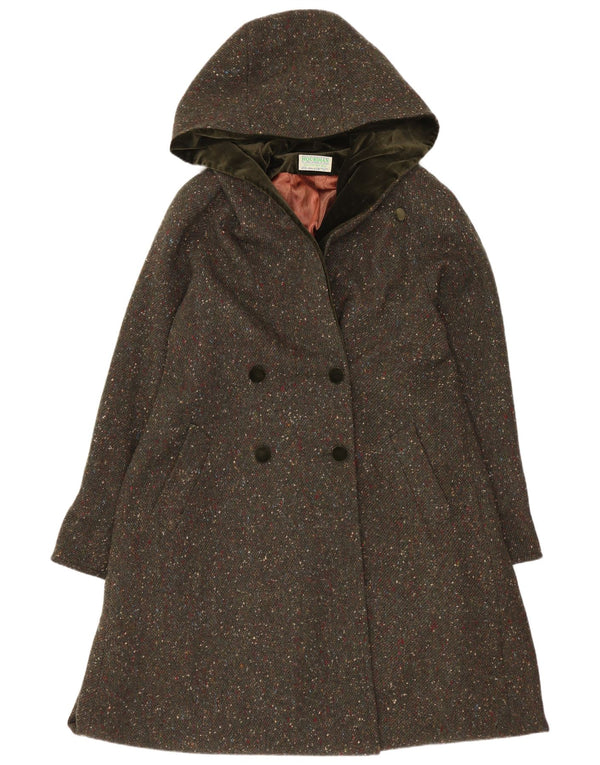 Jimmy Hourihan Womens Hooded Double Breasted Coat UK 10 Small Green Flecked