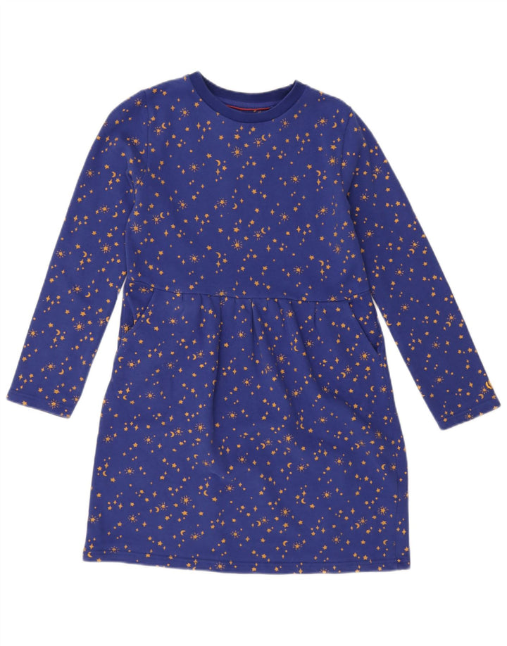 Fat Face Girls Abstract Pattern Long Sleeve Basic Dress 10-11 Years Blue