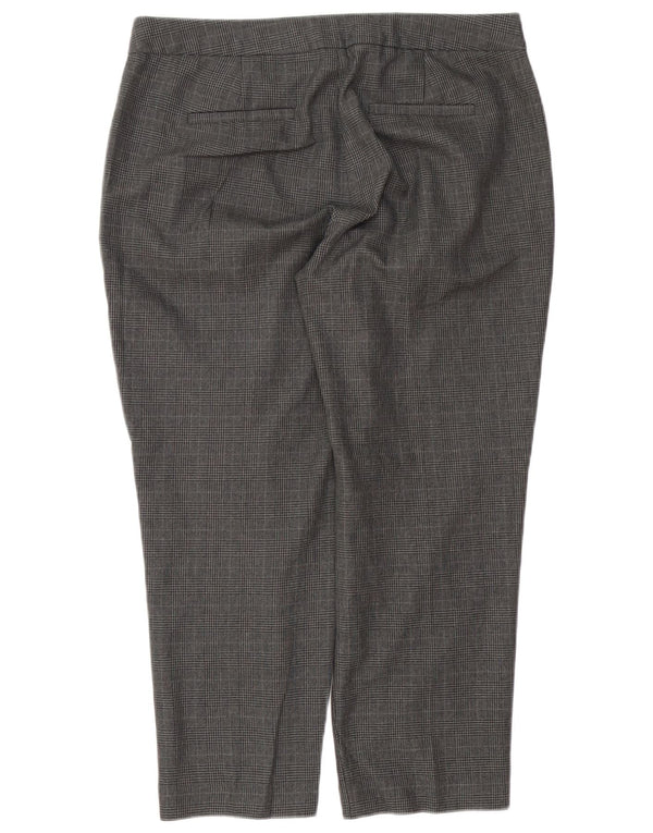 Marks & Spencer Womens Cropped Trousers UK 14 Large W34 L25 Grey Check