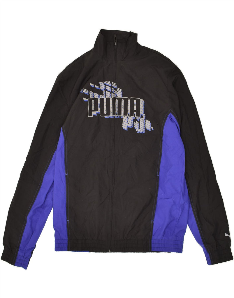 PUMA Boys Graphic Tracksuit Top Jacket 15-16 Years Black Colourblock Nylon Vintage Puma and Second-Hand Puma from Messina Hembry 