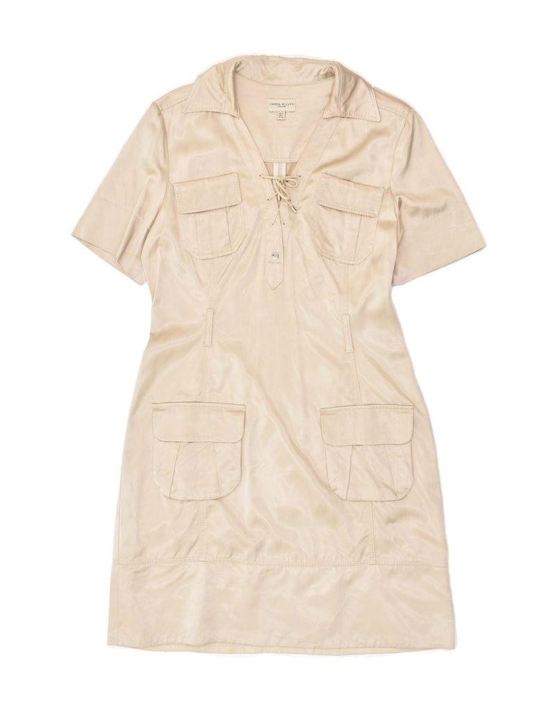 KAREN MILLEN Womens Short Sleeves Shirt Dress UK 12 Medium  Off White | Vintage Karen Millen | Thrift | Second-Hand Karen Millen | Used Clothing | Messina Hembry 