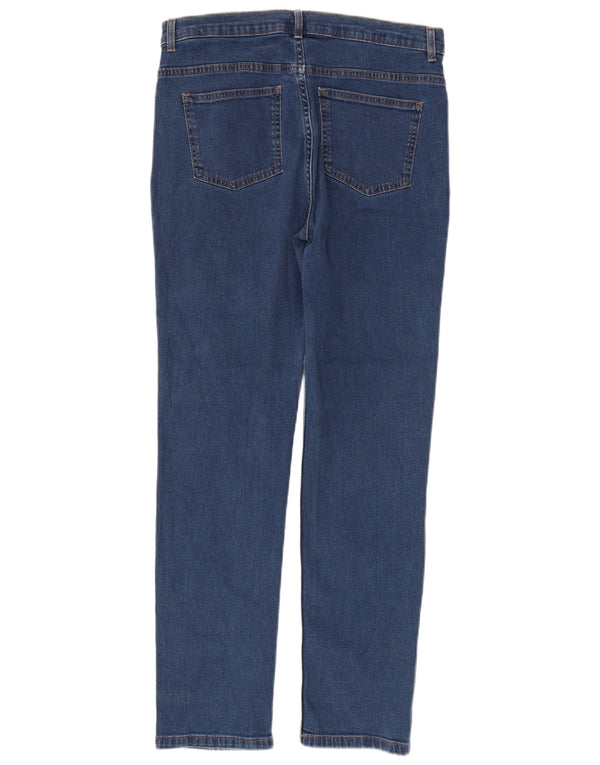 Marks & Spencer Womens Straight Jeans UK 12 Medium W32 L30 Blue Cotton