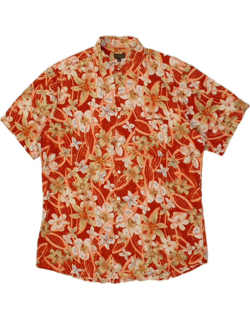 OVIESSE Mens Short Sleeve Shirt XL Red Floral Cotton | Vintage Oviesse | Thrift | Second-Hand Oviesse | Used Clothing | Messina Hembry 