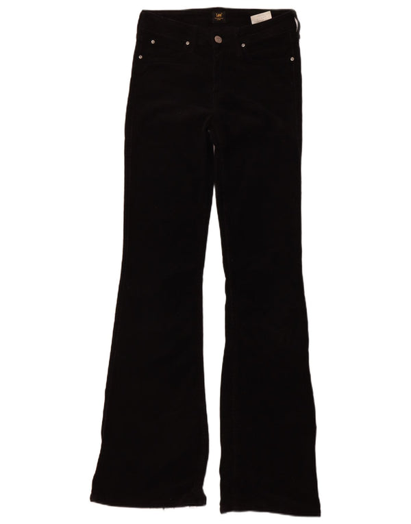 LEE Womens Chaffee Flare Corduroy Trousers W28 L33 Black Cotton