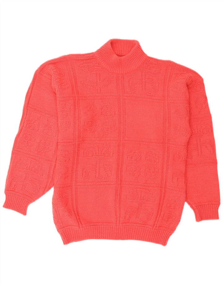 Vintage Womens Turtle Neck Jumper Sweater UK 14 Large Pink