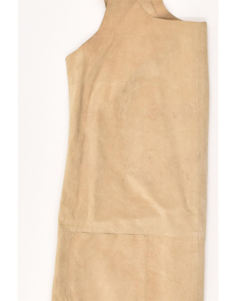 SISLEY Womens Suede Mini Pinafore Dress UK 10 Small Beige Leather Vintage Sisley and Second-Hand Sisley from Messina Hembry 