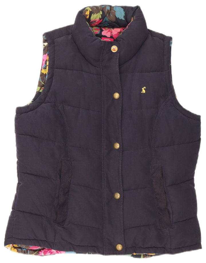 JOULES Womens Padded Gilet UK 12 Medium Navy Blue Polyester