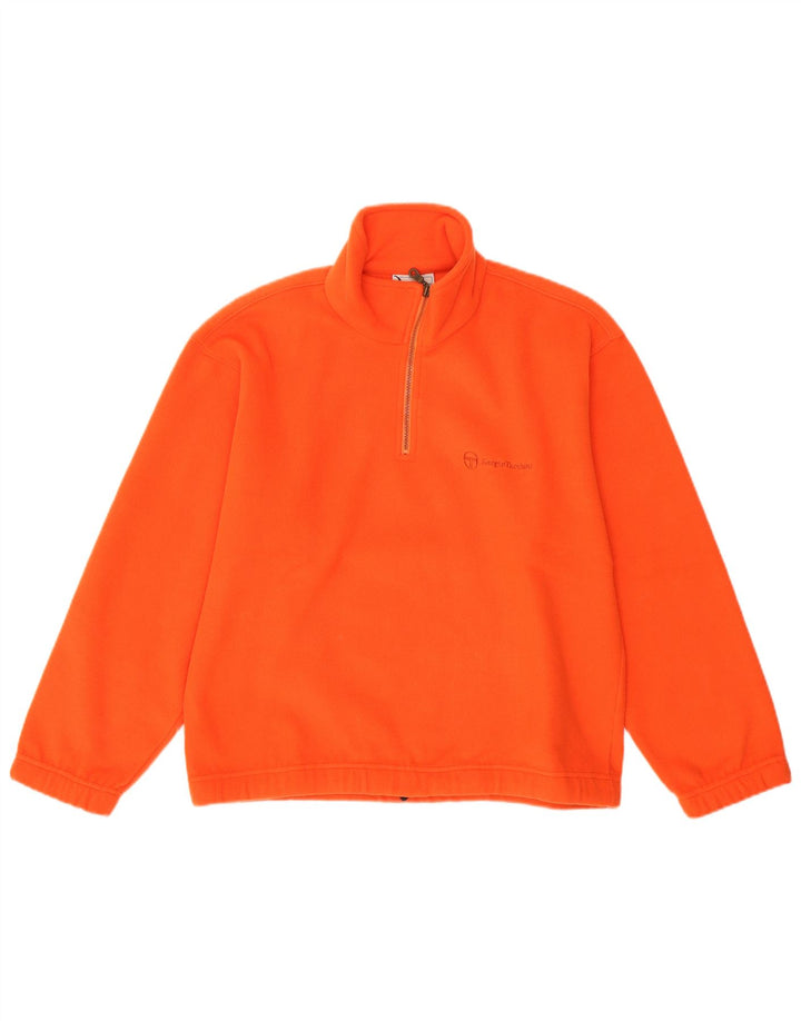 Sergio Tacchini Mens Zip Neck Fleece Jumper Small Orange Polyester