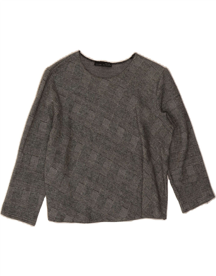ZARA Womens Crop Top 3/4 Sleeve UK 12 Medium Grey Check Vintage Zara and Second-Hand Zara from Messina Hembry 