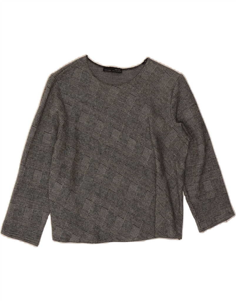 ZARA Womens Crop Top 3/4 Sleeve UK 12 Medium Grey Check Vintage Zara and Second-Hand Zara from Messina Hembry 