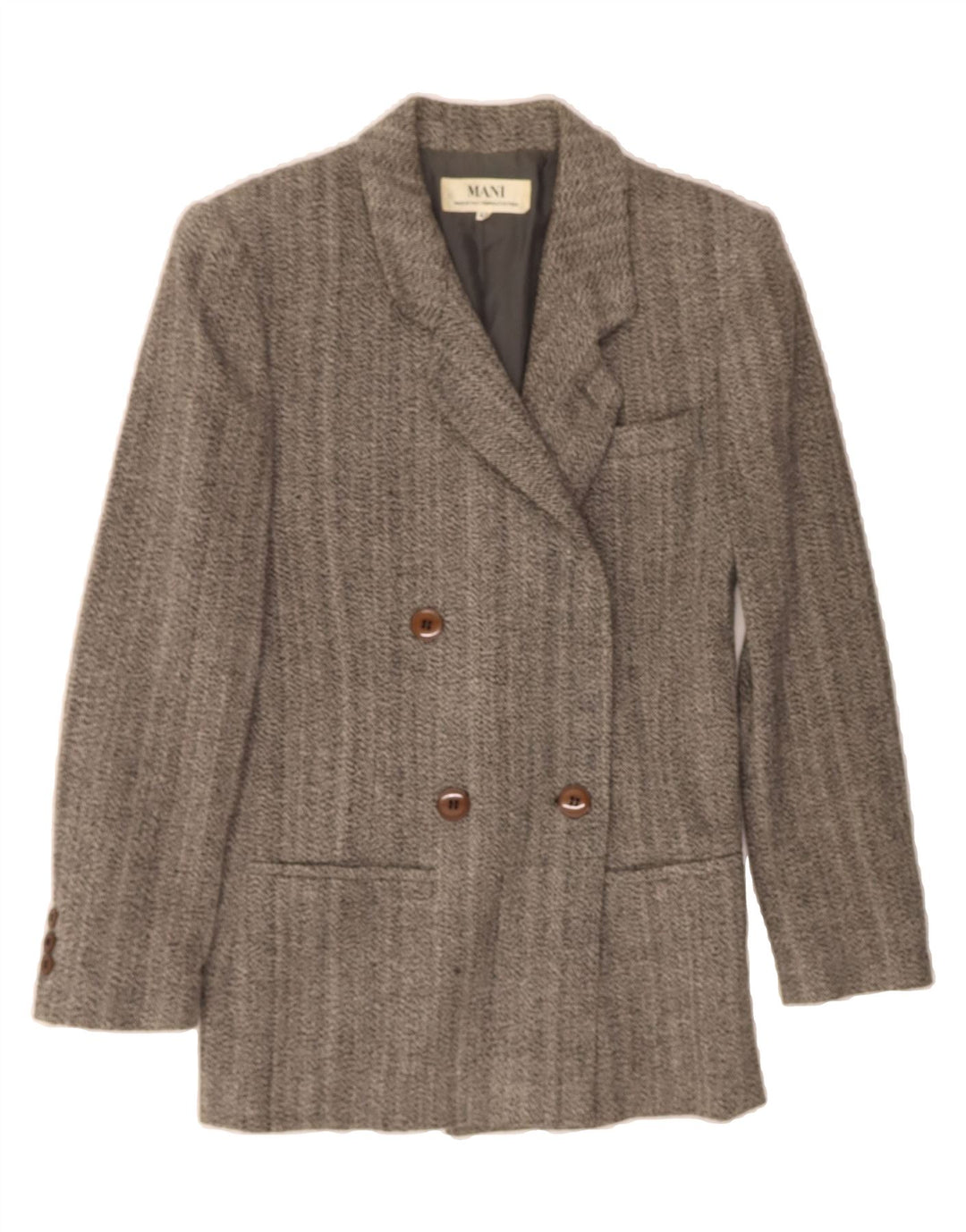 MANI Womens Double Breasted Blazer Jacket IT 42 Medium Grey Wool Classic Vintage MANI and Second-Hand MANI from Messina Hembry 