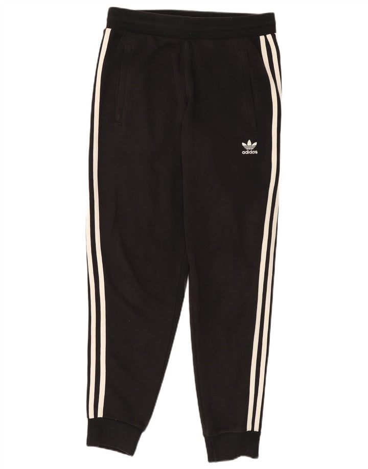 ADIDAS Womens Tracksuit Trousers Joggers UK 14 Medium Black Cotton