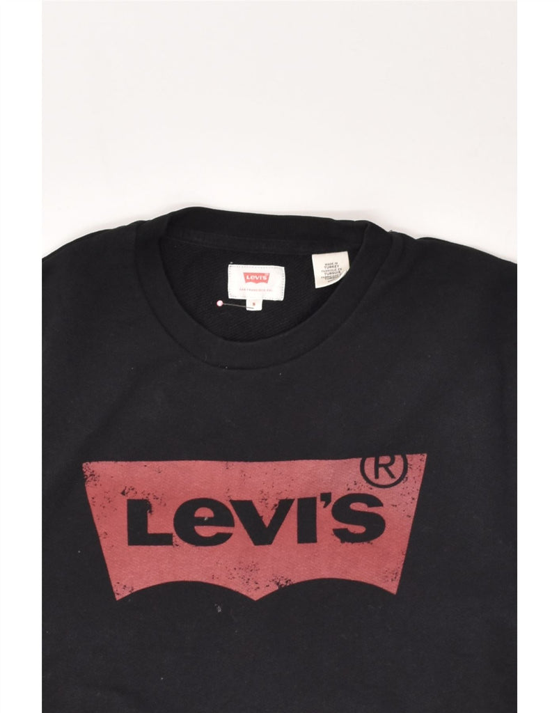 LEVI'S Mens Graphic Sweatshirt Jumper Small Black Cotton | Vintage Levi's | Thrift | Second-Hand Levi's | Used Clothing | Messina Hembry 