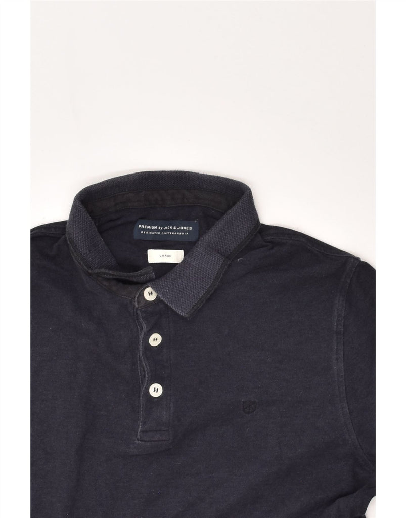 JACK & JONES Mens Polo Shirt Large Navy Blue Cotton | Vintage Jack & Jones | Thrift | Second-Hand Jack & Jones | Used Clothing | Messina Hembry 