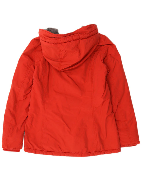 Woolrich Womens Hooded Parka Jacket UK 14 Medium Red Cotton