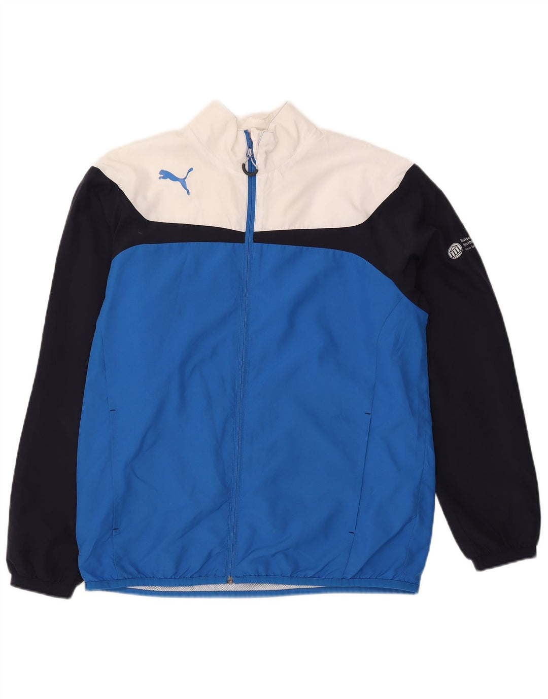 Puma Mens Tracksuit Top Jacket Large Blue Colourblock Polyester