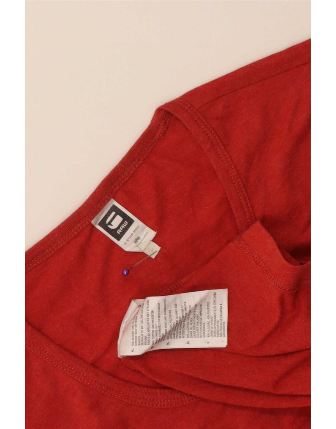 G-Star Mens T-Shirt Top Medium Red Cotton