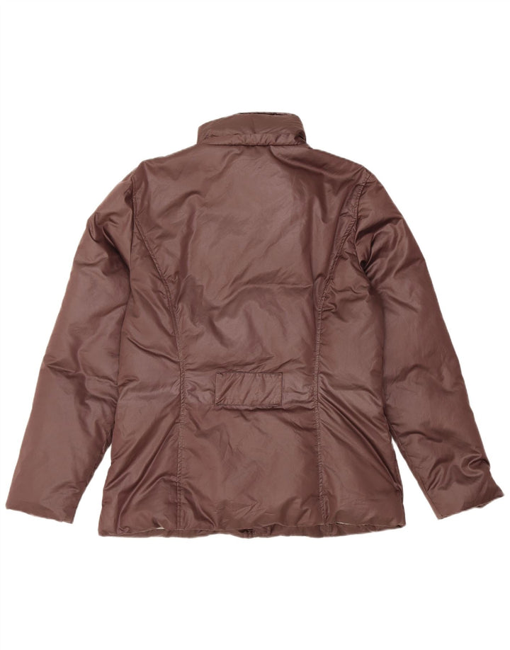 CONTE OF FLORENCE Womens Padded Jacket UK 14 Medium Brown Polyester