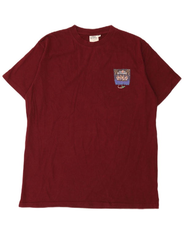Weird Fish Mens Graphic T-Shirt Top Large Burgundy Cotton