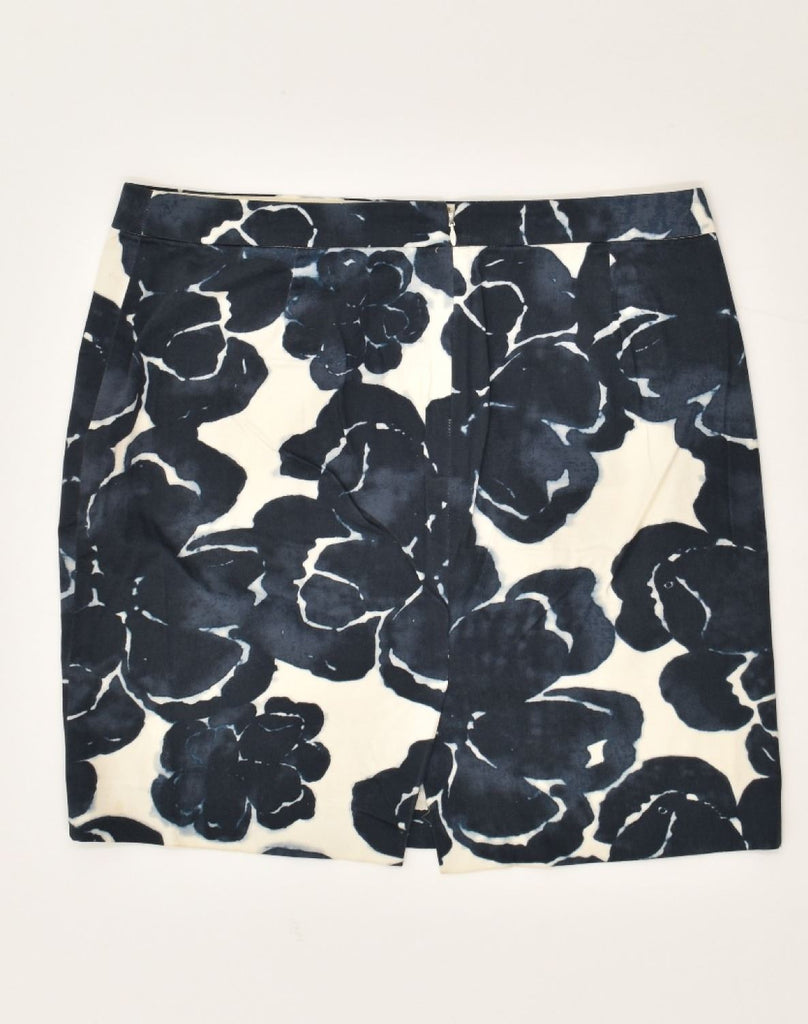 J. CREW Womens Pencil Skirt US 8 Medium W30 Navy Blue Floral Cotton | Vintage J. Crew | Thrift | Second-Hand J. Crew | Used Clothing | Messina Hembry 