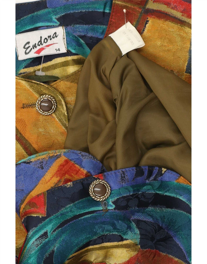 Endora Womens 4 Button Blazer Jacket UK 14 Large Multicoloured Geometric