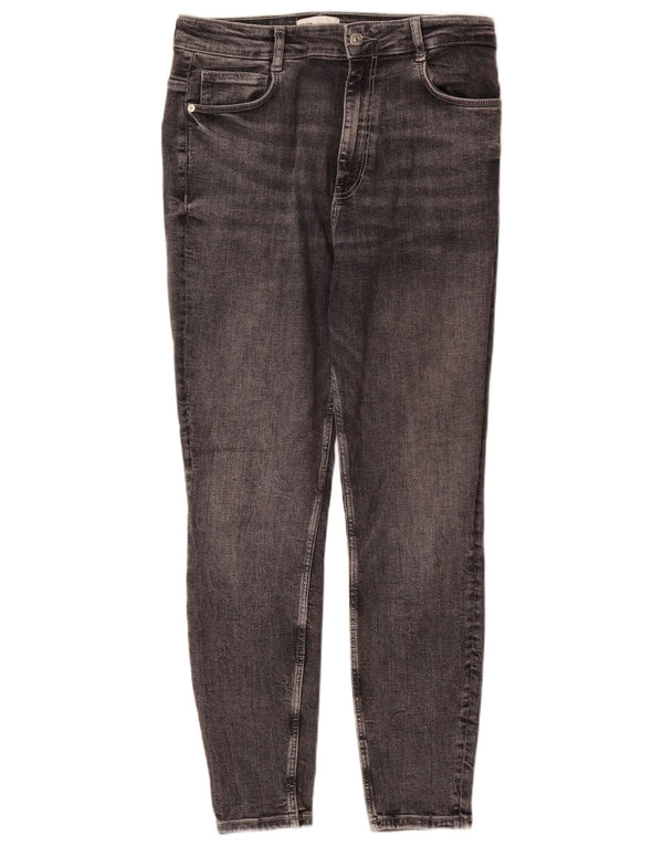 Zara Womens High Waist Skinny Jeans EU 44 XL W34 L29 Grey Cotton