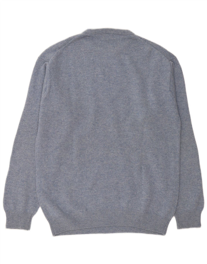 Gant Mens Crew Neck Jumper Sweater Large Blue Lambswool