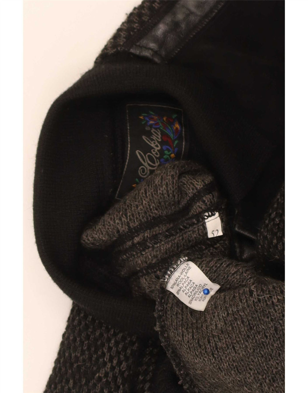 Cobra Mens Polo Neck Jumper Sweater IT 52 Large Black Argyle/Diamond Wool