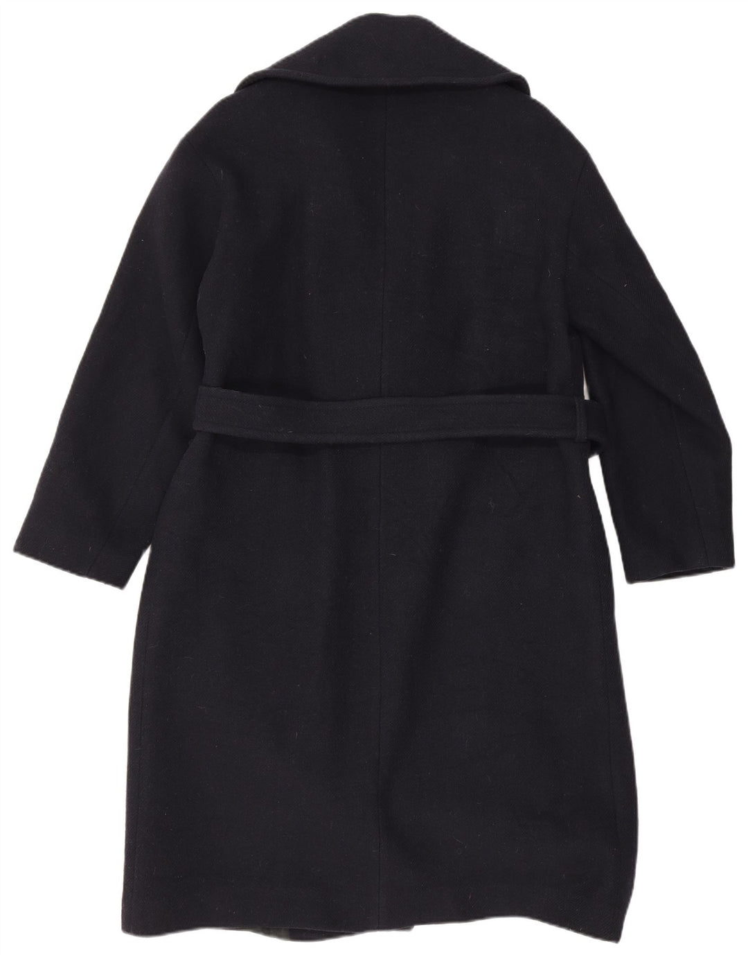 Zara Womens Double Breasted Coat UK 6 XS Navy Blue Wool