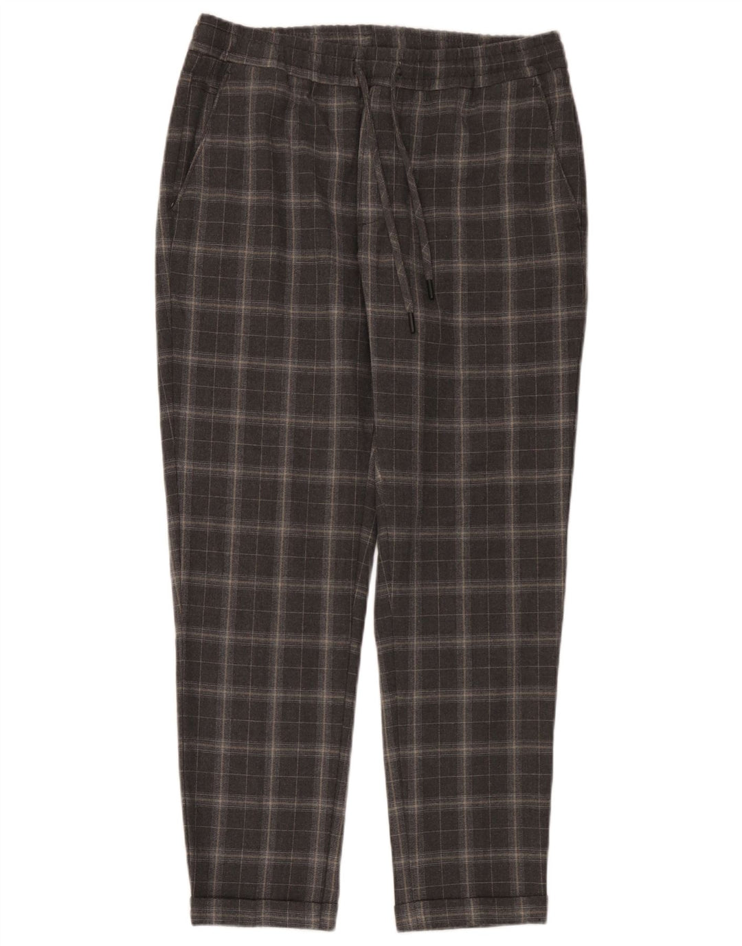 Zara Mens Tapered Chino Trousers Medium W31 L30 Grey Check