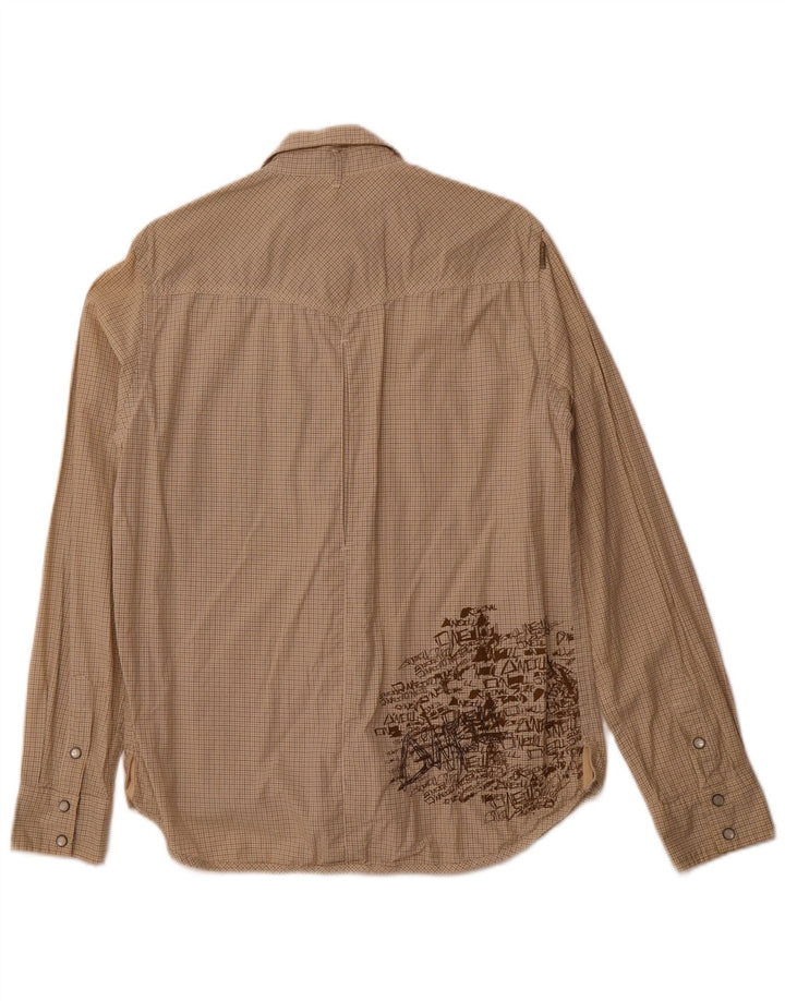 O'NEILL Mens Graphic Shirt Medium Beige Check Cotton