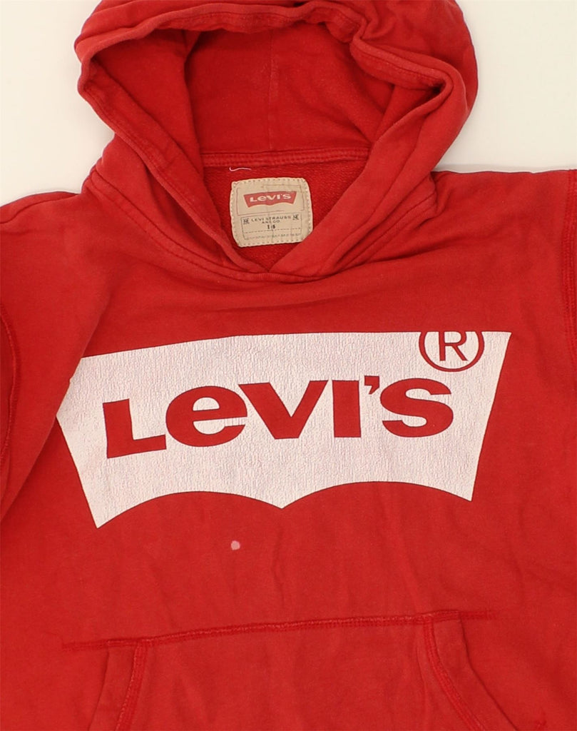 LEVI'S Boys Graphic Hoodie Jumper 13-14 Years Red Cotton | Vintage Levi's | Thrift | Second-Hand Levi's | Used Clothing | Messina Hembry 