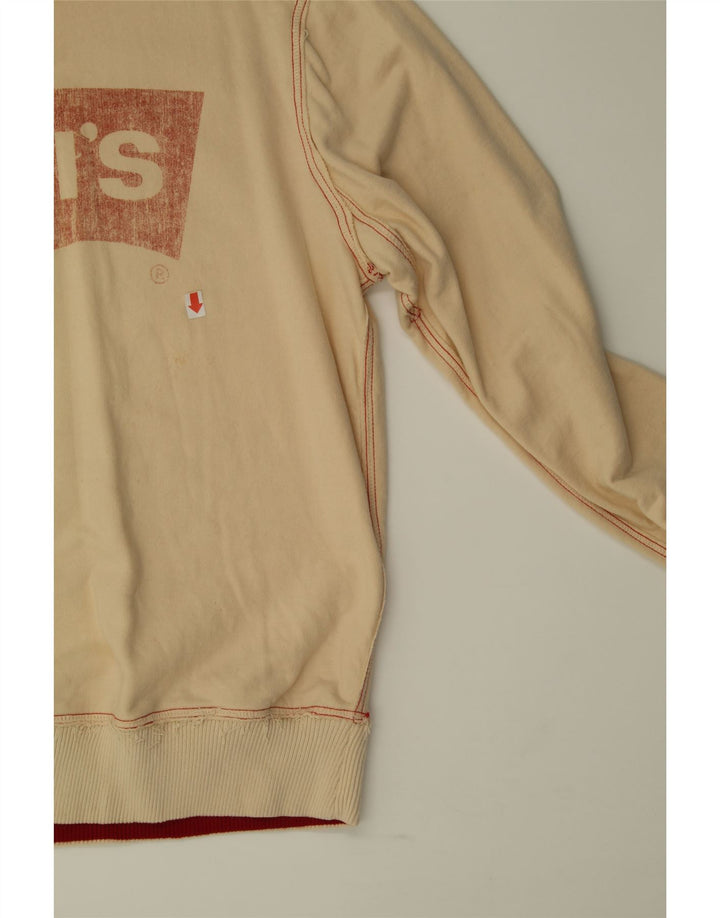 LEVI'S Mens Graphic Sweatshirt Jumper Large Beige Cotton Vintage Levi's and Second-Hand Levi's from Messina Hembry 