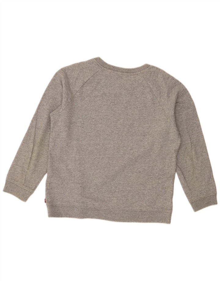 Levi's Womens Graphic Sweatshirt Jumper UK 14 Medium Grey Flecked Cotton