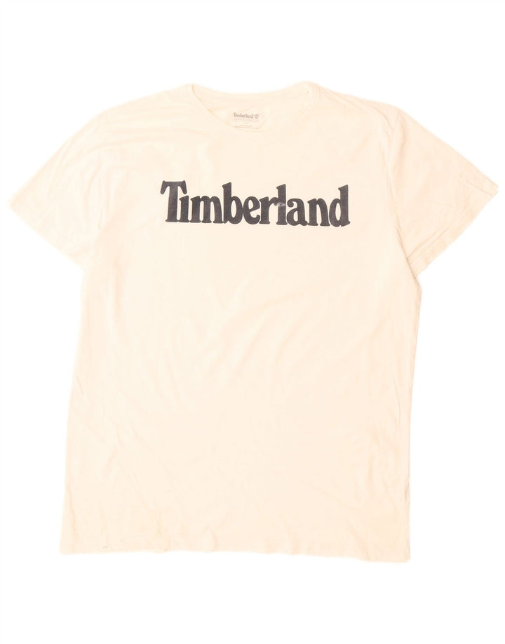 Timberland Mens Graphic T-Shirt Top Large White Cotton