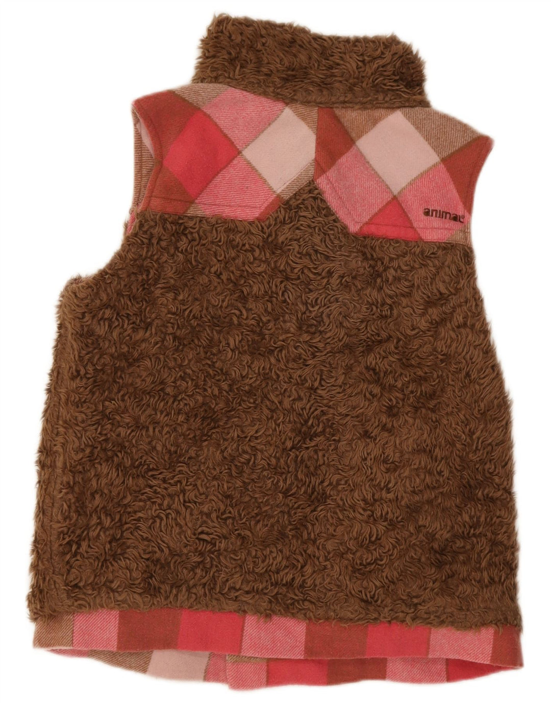 Animal Womens Reversible Gilet UK 14 Medium  Pink Check