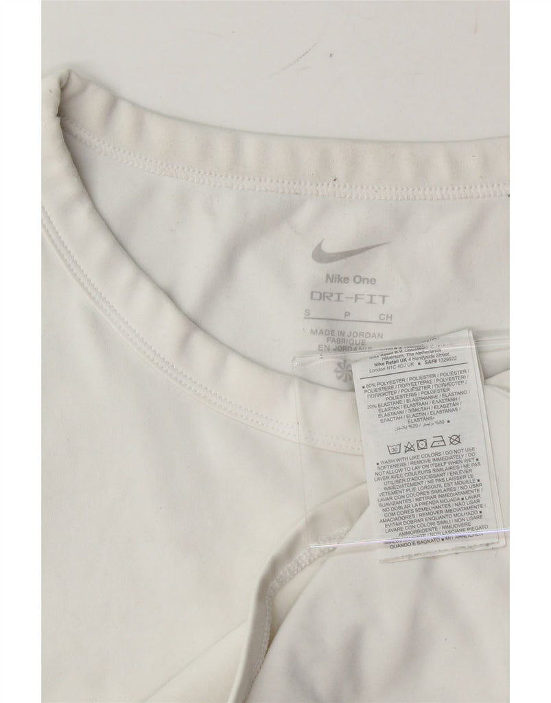 NIKE Womens Dri Fit Crop T-Shirt Top UK 8 Small White Polyester Vintage Nike and Second-Hand Nike from Messina Hembry 