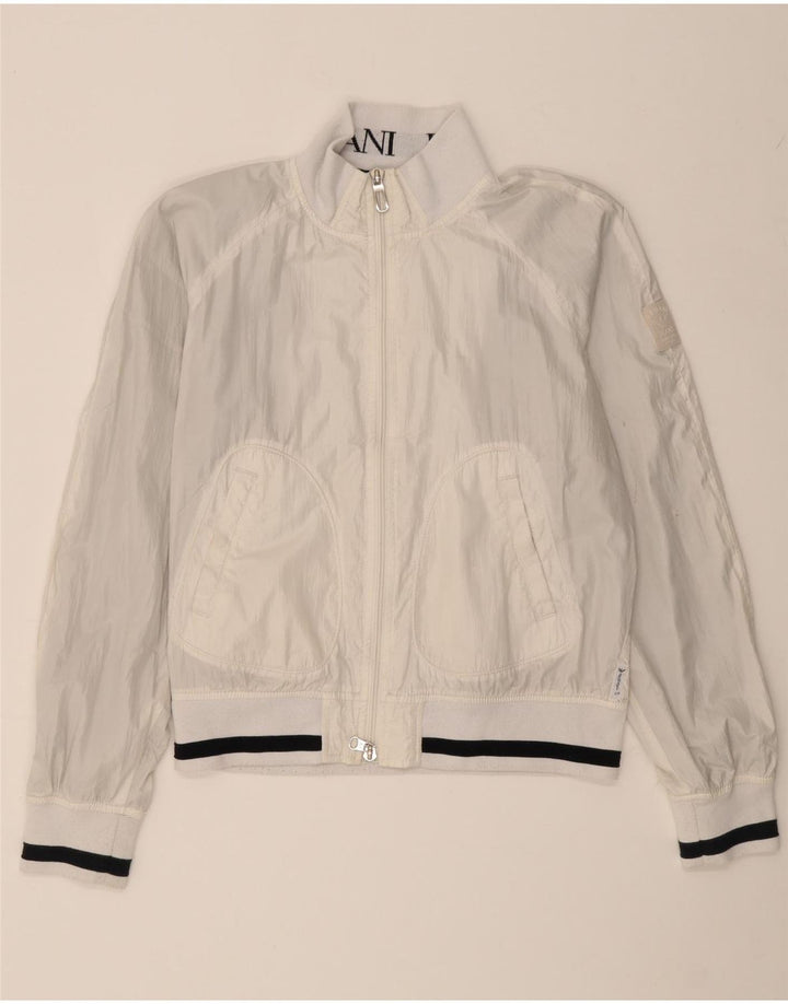 ARMANI JEANS Mens Bomber Jacket EU 52 XL White Polyester