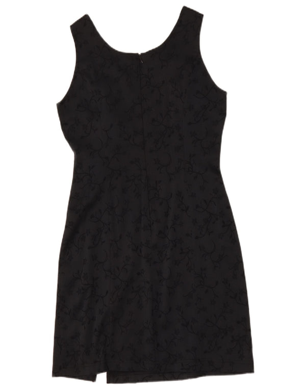 Vintage Womens Sleeveless Sheath Dress EU 36 Small Black Floral Viscose