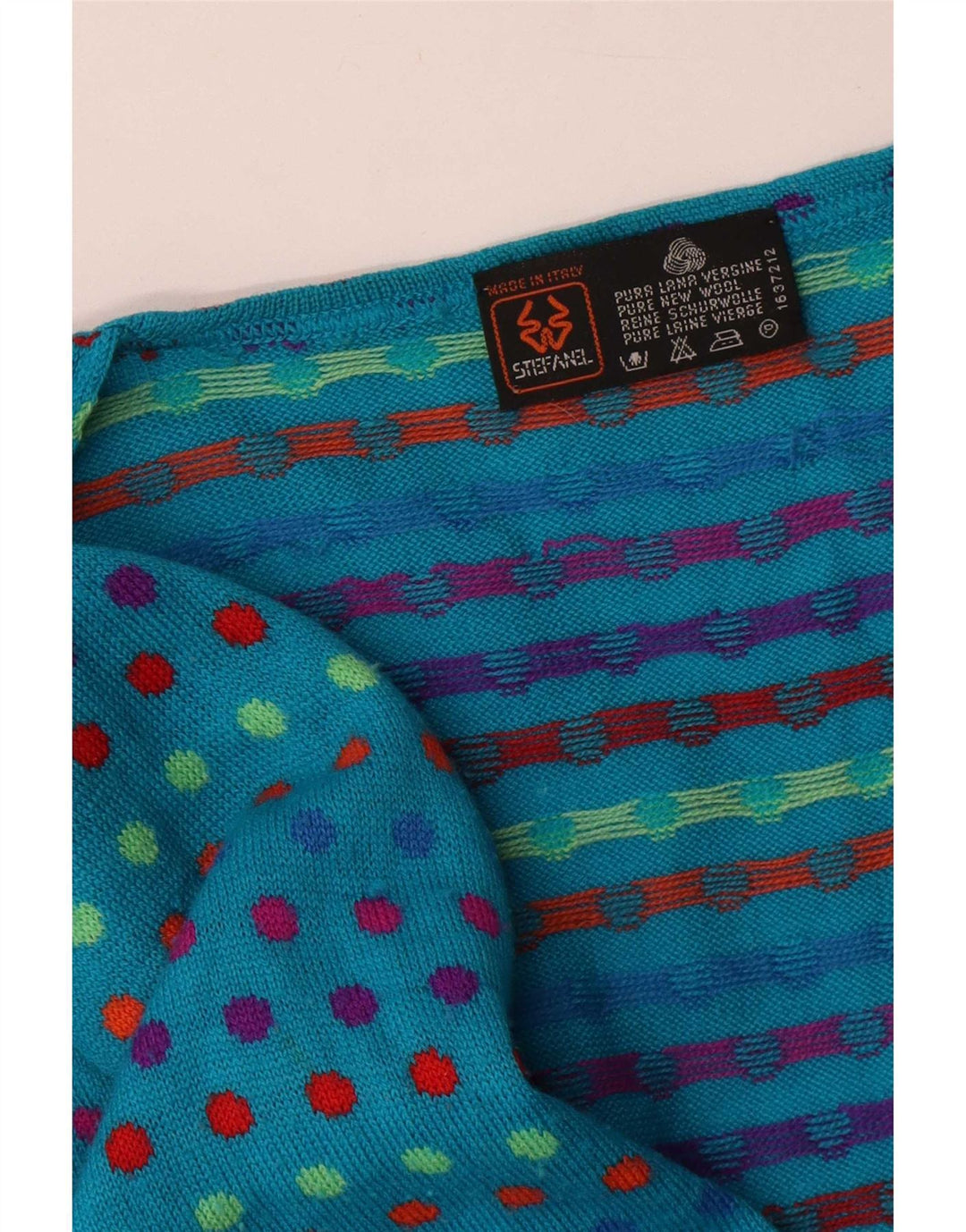 Stefanel Womens Front Tie Cardigan Sweater UK 16 Large Blue Polka Dot Wool