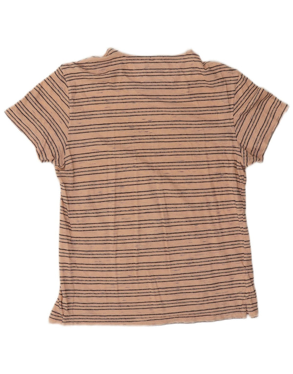 Americanino Womens Slim T-Shirt Top UK 12 Medium Pink Striped Cotton