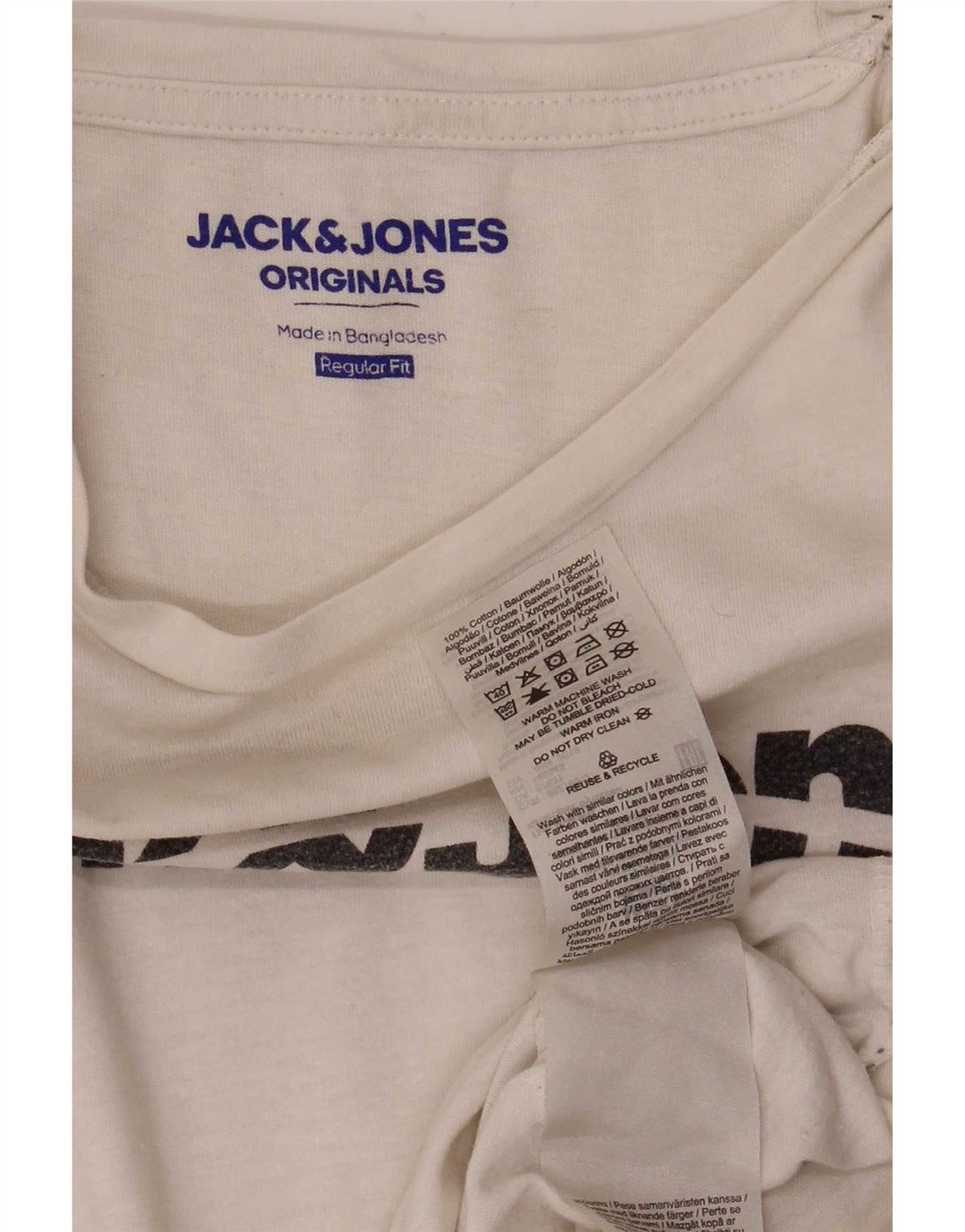 Jack & Jones Mens Regular Fit Graphic T-Shirt Top Medium White Cotton