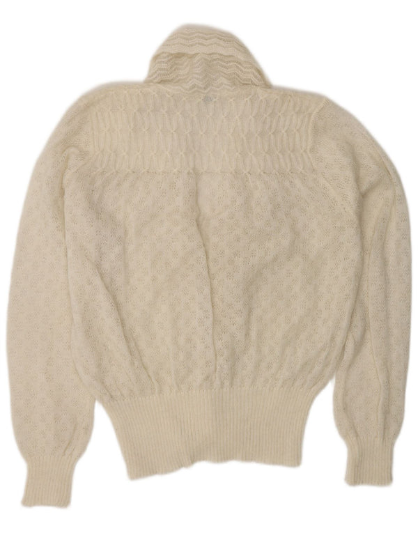 VINTAGE Womens Cardigan Sweater UK 16 Large Off White Acrylic
