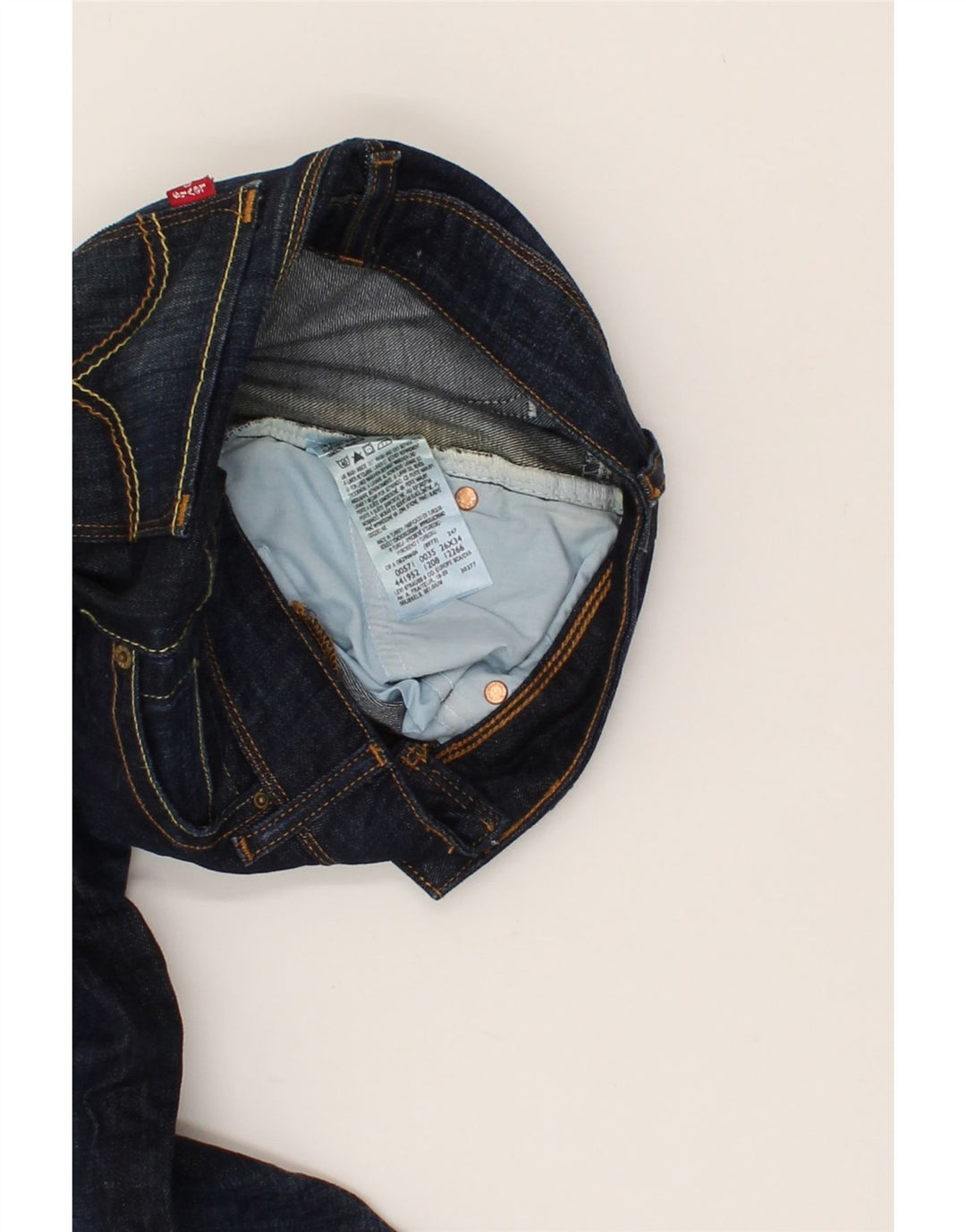 LEVI'S Womens 571 Slim Jeans W26 L31 Navy Blue Vintage Levi's and Second-Hand Levi's from Messina Hembry 