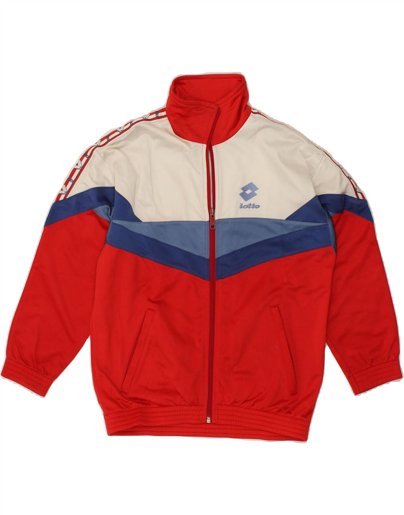 LOTTO Boys Graphic Tracksuit Top Jacket 11-12 Years XL Red Colourblock | Vintage Lotto | Thrift | Second-Hand Lotto | Used Clothing | Messina Hembry 