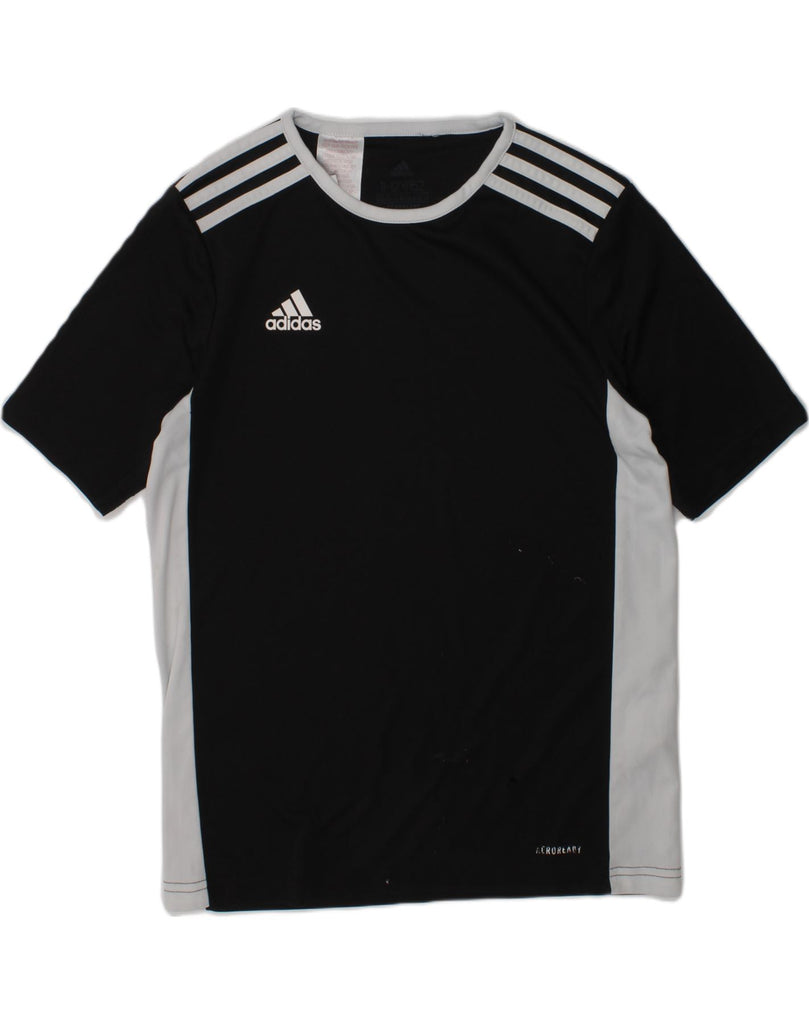 ADIDAS Boys T-Shirt Top 11-12 Years Black Polyester | Vintage Adidas | Thrift | Second-Hand Adidas | Used Clothing | Messina Hembry 